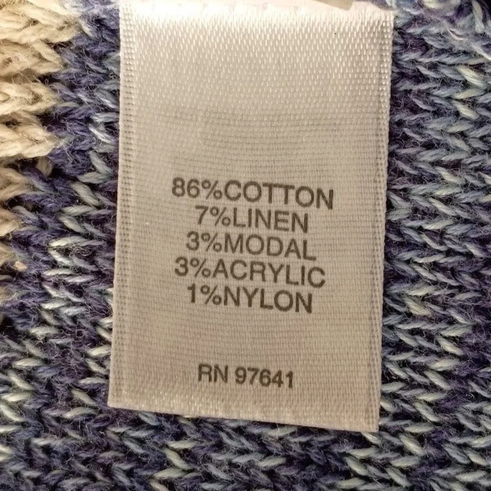 J. Jill Cotton Linen Southwestern‎ Striped Cardigan M Longline Cozy Rustic Boho